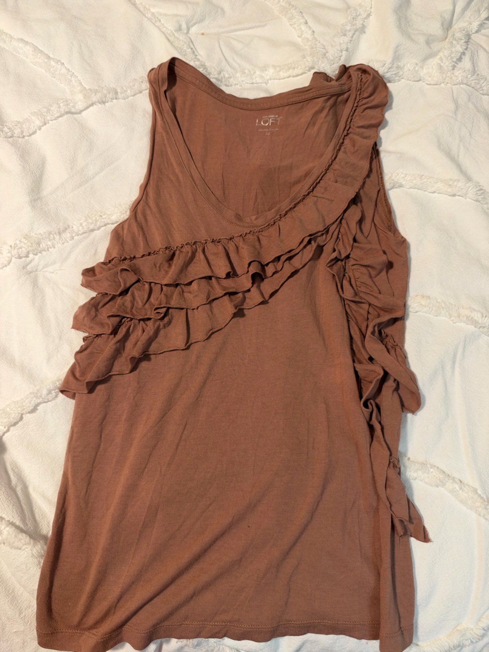 Ann Taylor LOFT Mauve Ruffle Detail Tank Top XS